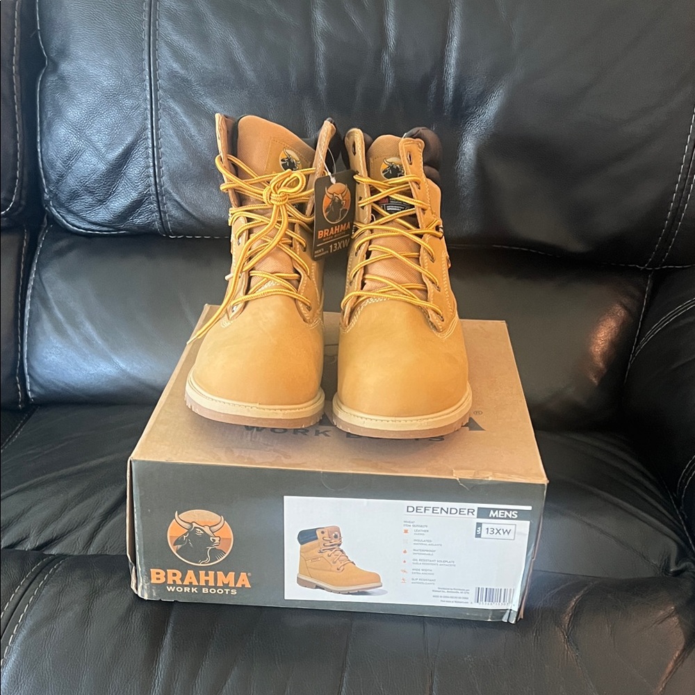 Brahma Work Boots in Wheat/Tan Nubuck